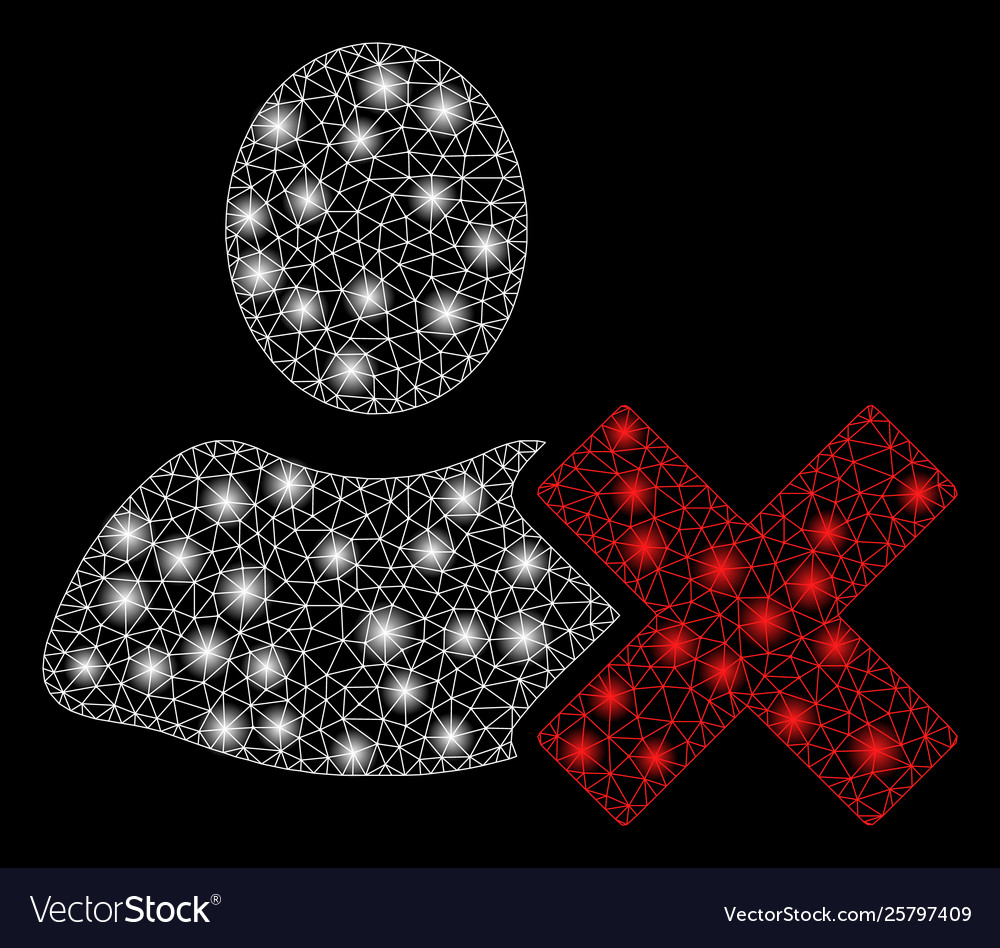 Bright mesh network delete user with flash spots vector image Bright mesh network delete user with flash spots