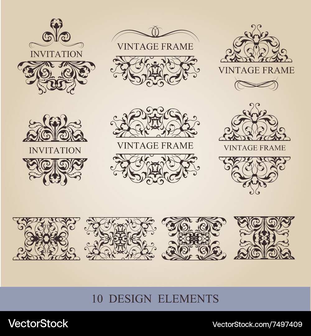 Calligraphic elements vintage set frame Royalty Free Vector