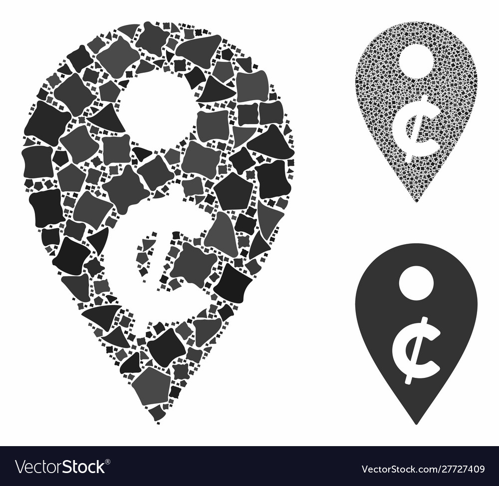 Cent map marker composition icon bumpy elements vector image Cent map marker composition icon bumpy elements