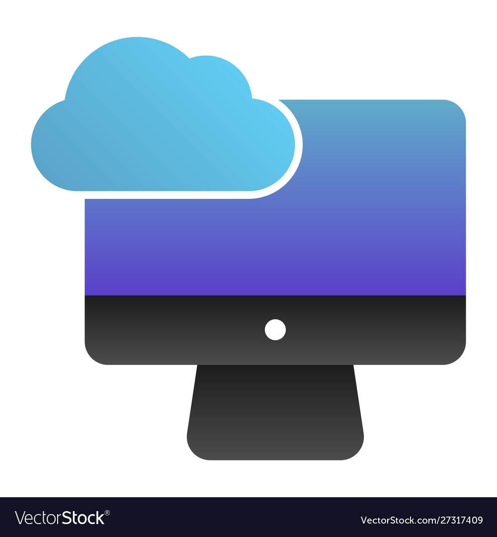 Desktop cloud computing flat icon synchronize vector image Desktop cloud computing flat icon synchronize
