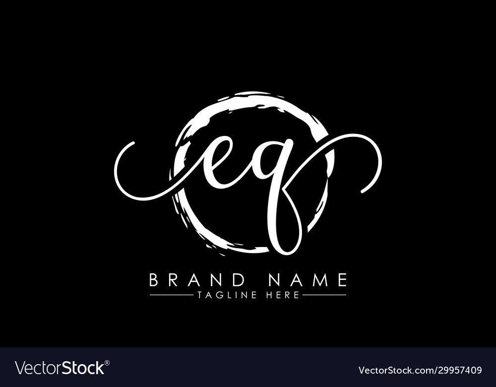 E and q initial handwriting logo design