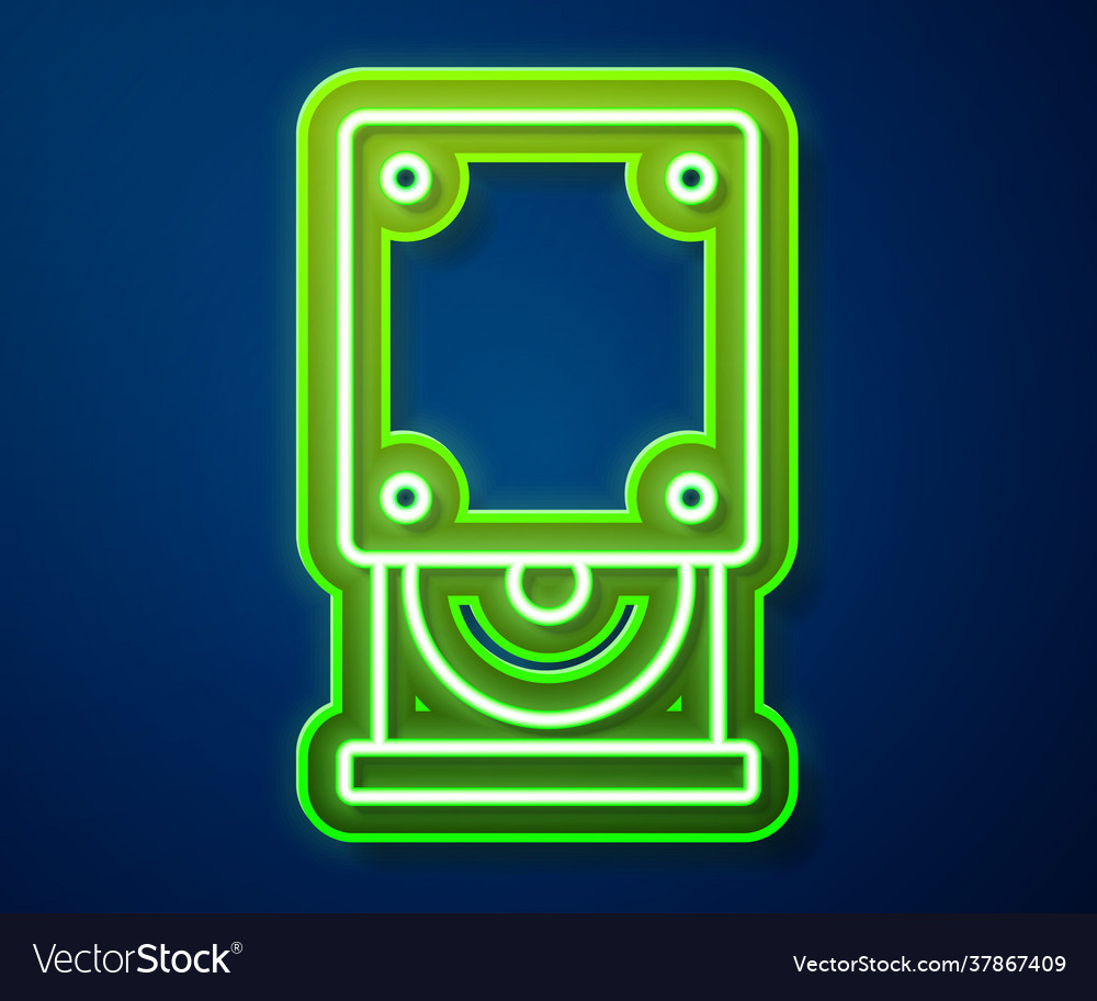 Glowing neon line optical disc drive icon isolated