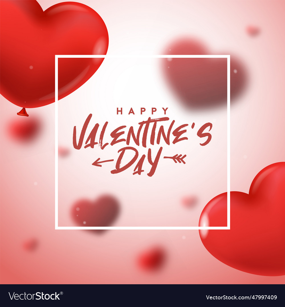 Happy valentines day poster with realistic heart Vector Image