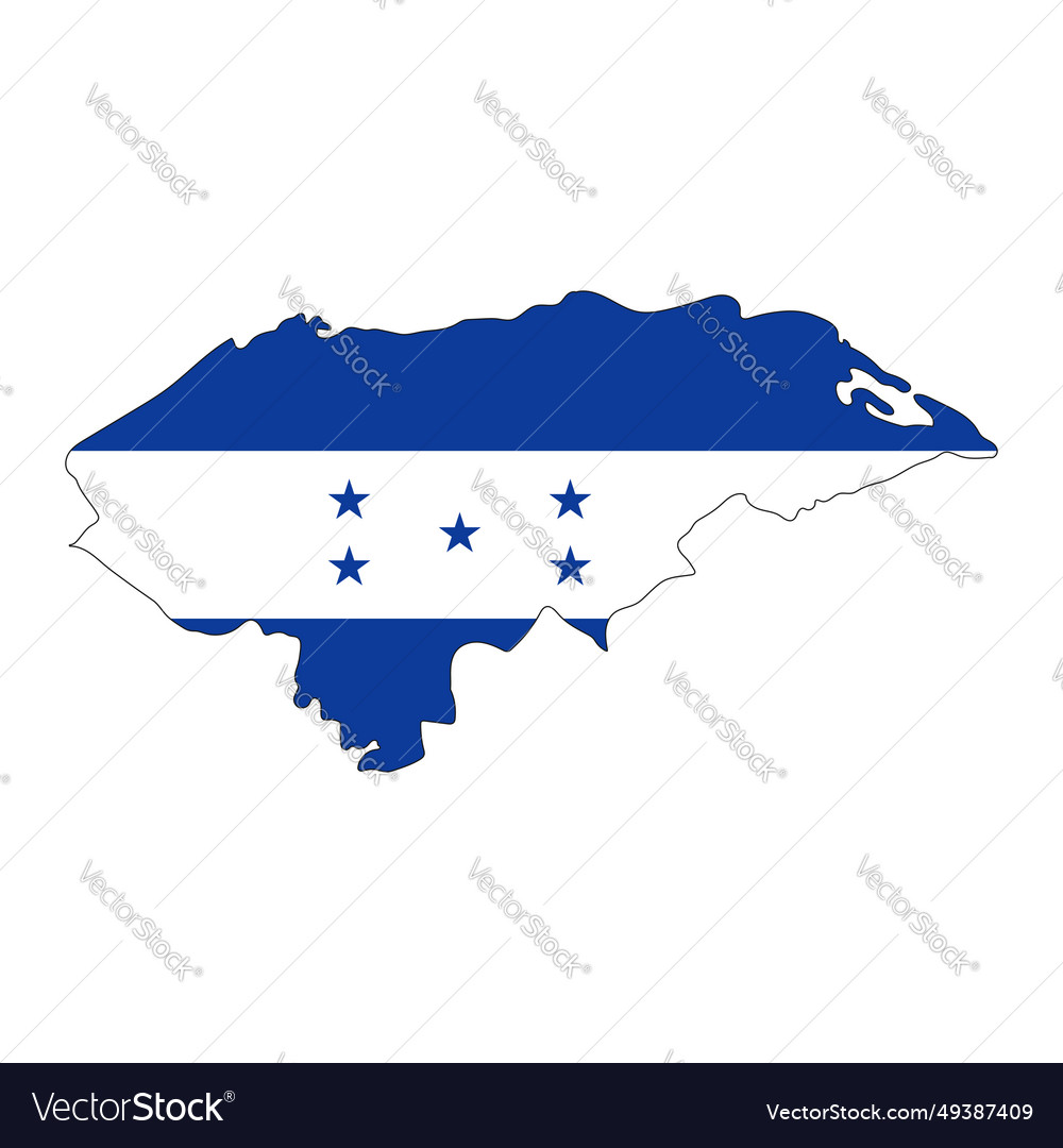 Honduras map silhouette with flag isolated