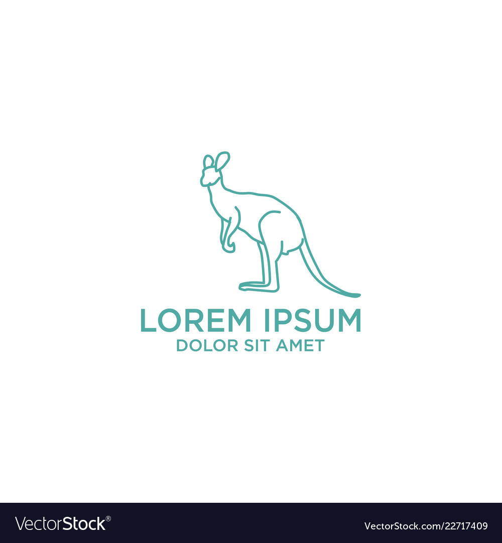 kangaroo logo template with outline style and vector image kangaroo template