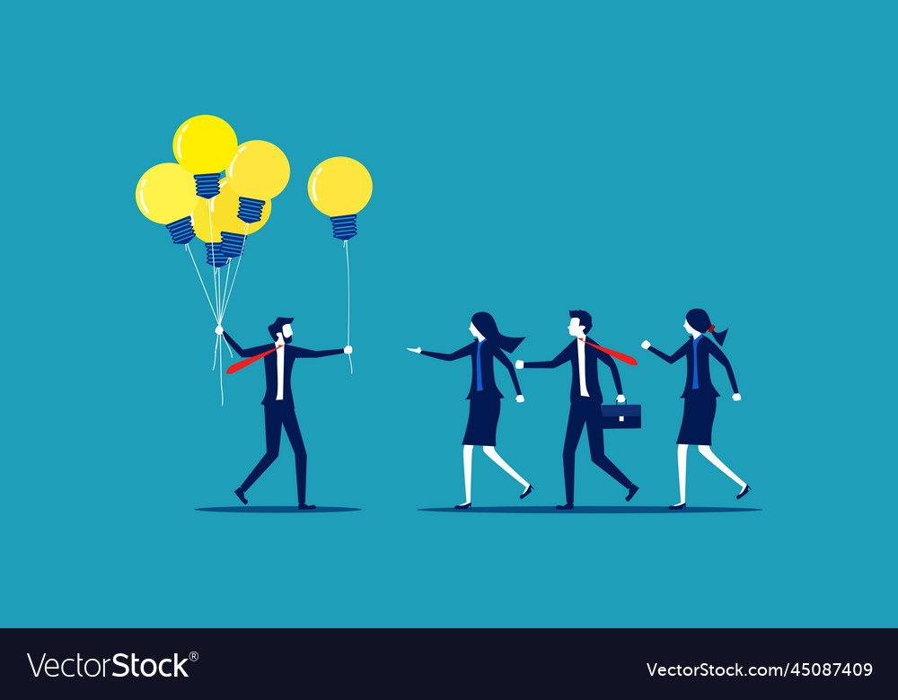 Knowledge sharing businessman boss presents light Vector Image