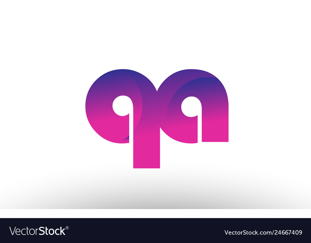 Pink gradient qa q a alphabet letter logo