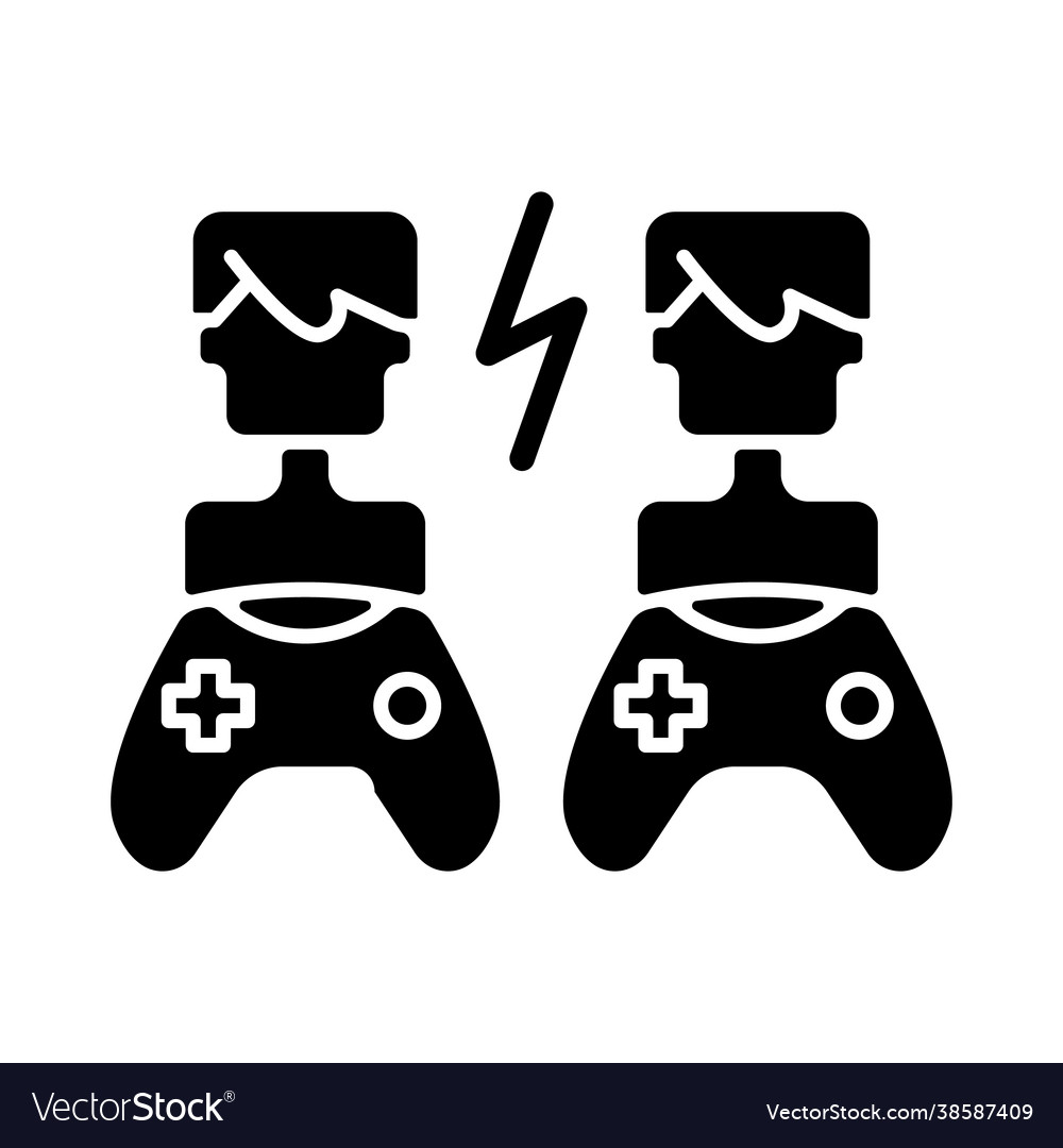 Player versus games black glyph icon vector image Player versus games black glyph icon