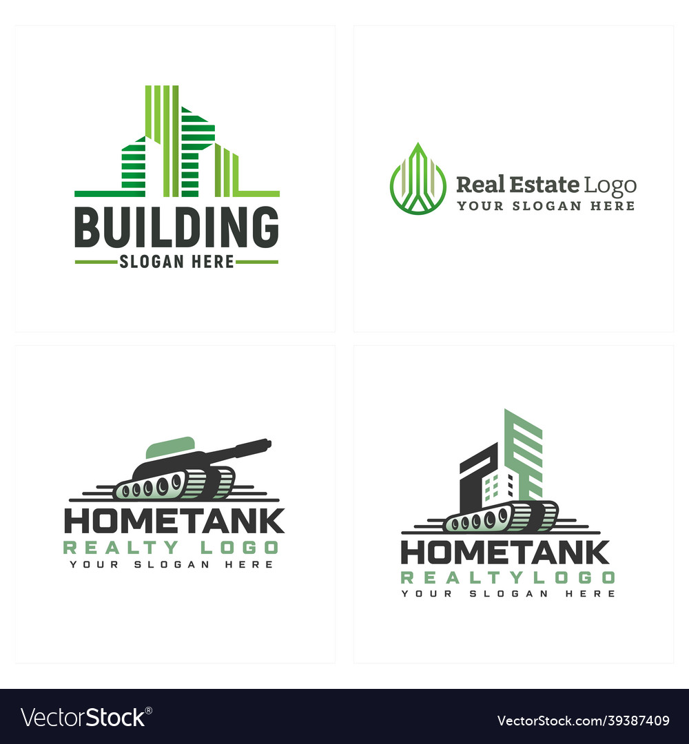 Real Estate City Building Tank Military Logo Vector Image