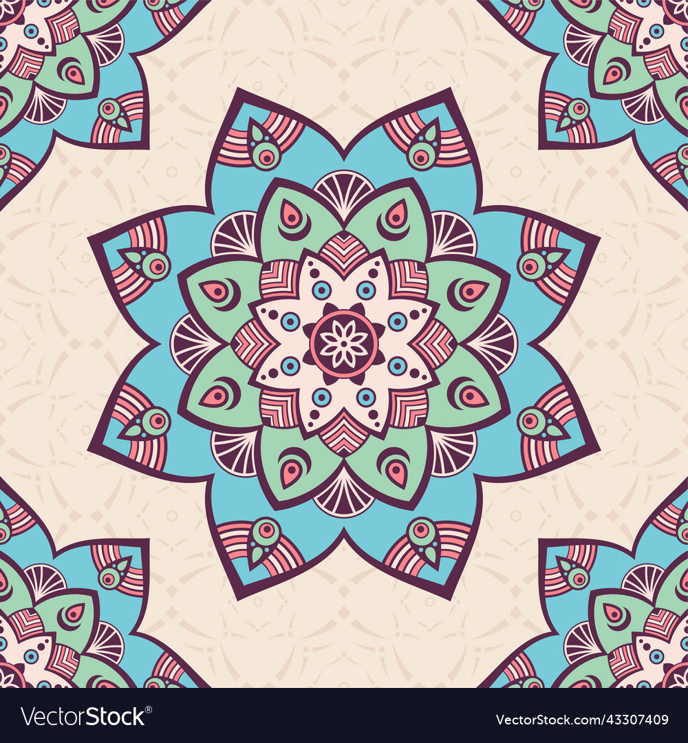 Seamless color pattern with mandala abstract vector image Seamless color pattern with mandala abstract