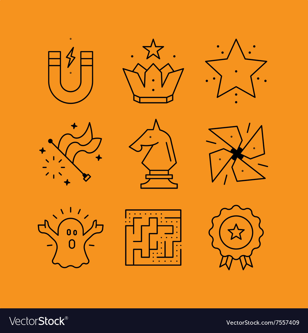 Set of line icons in the flat style