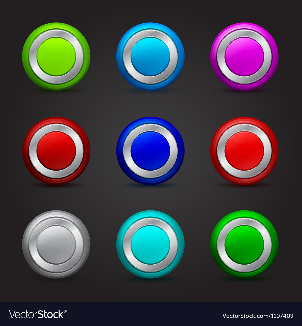 Set of round buttons with glossy effect