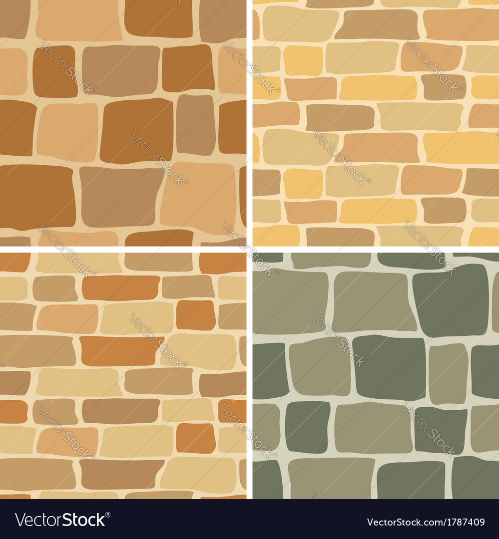 Set - stone wall seamless patterns