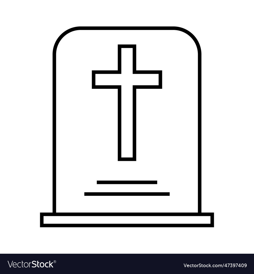 Simple grave icon or tomb with a cross Royalty Free Vector