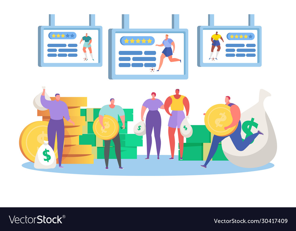 Sports betting cartoon tiny Royalty Free Vector Image