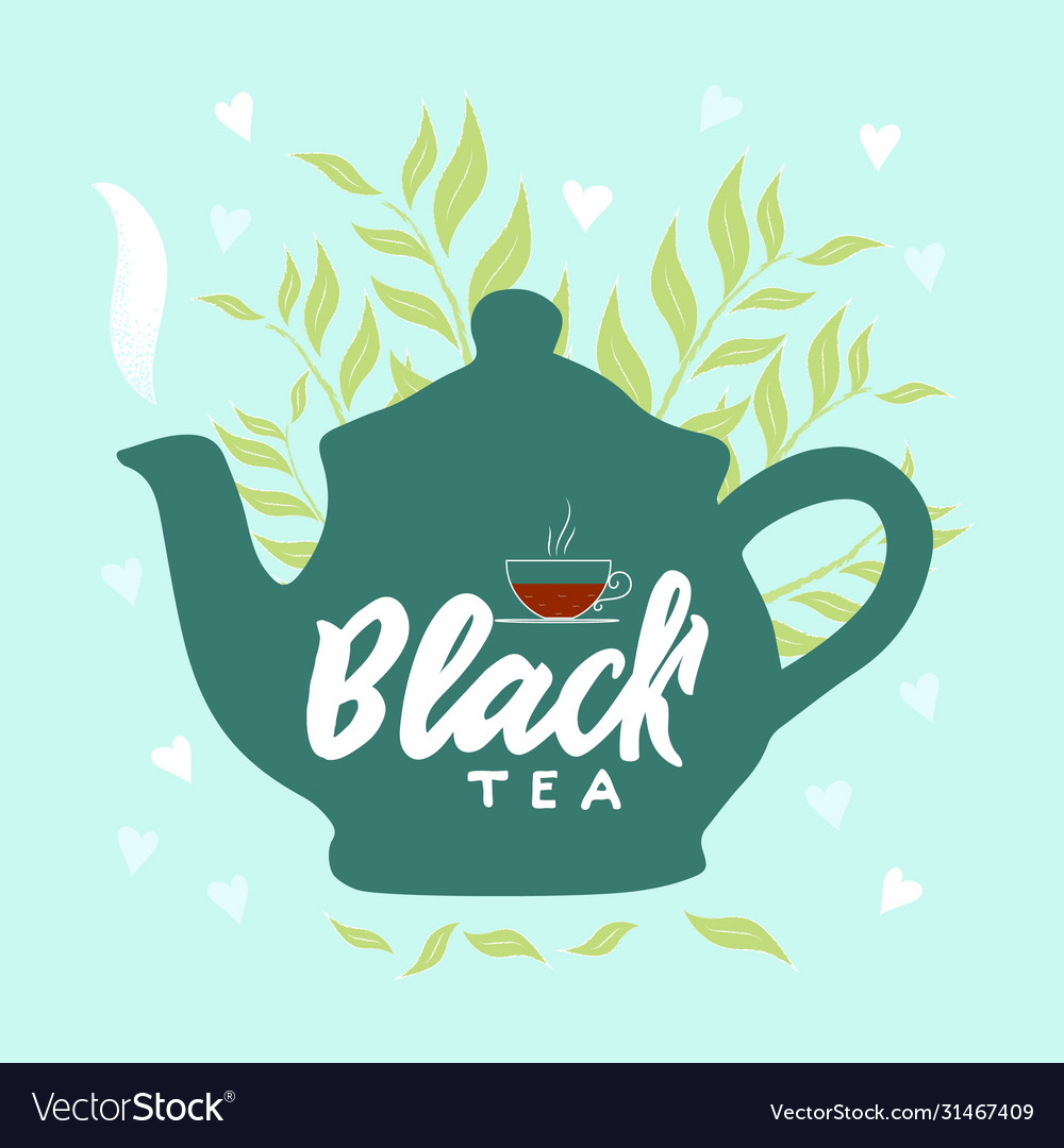 Template package with hand draw teapot text vector image Template package with hand draw teapot text