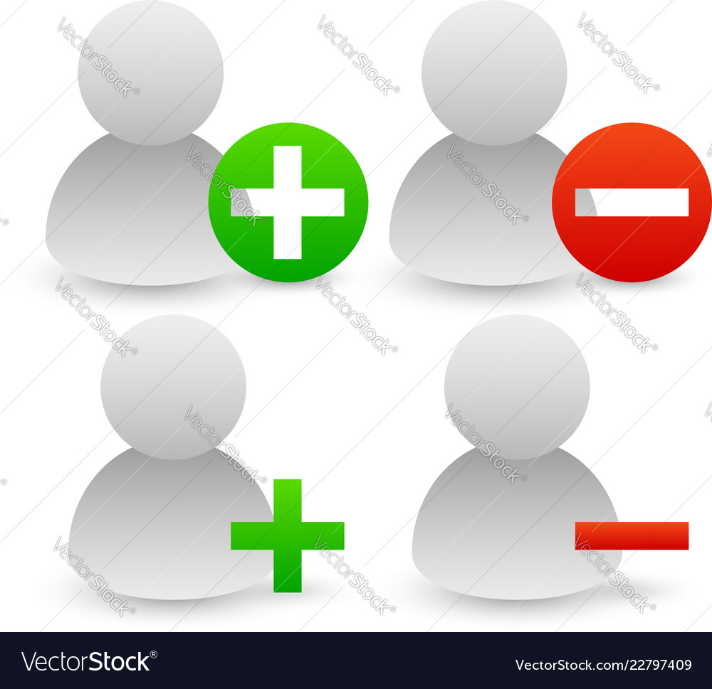 User icons with plus and minus sign add remove