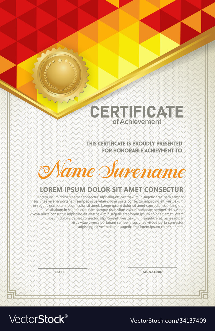 Vertical certificate template with triangle vector image Vertical certificate template with triangle
