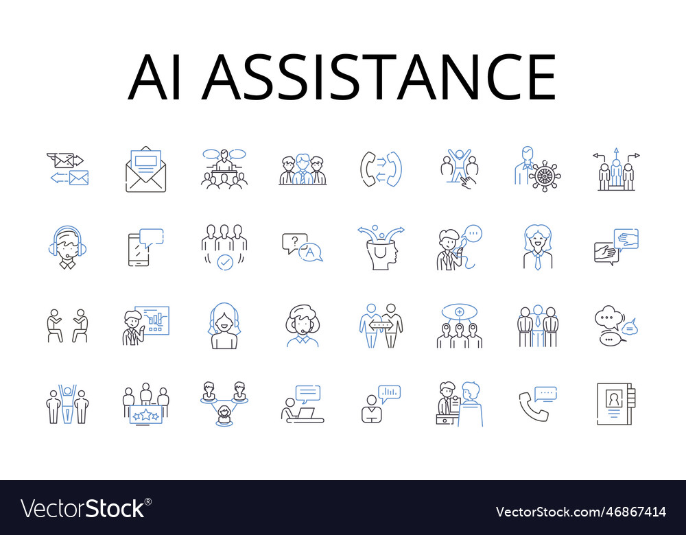 Ai assistance line icons collection automated