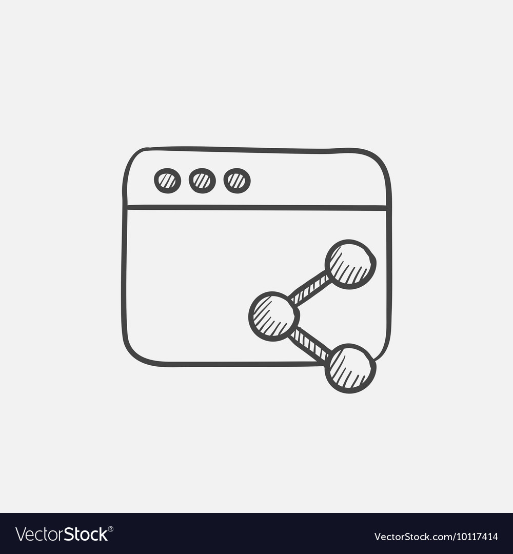 Browser window with share symbol sketch icon