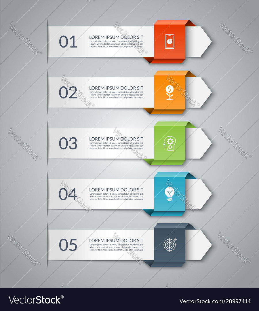 Business infographic arrow template with 5 options