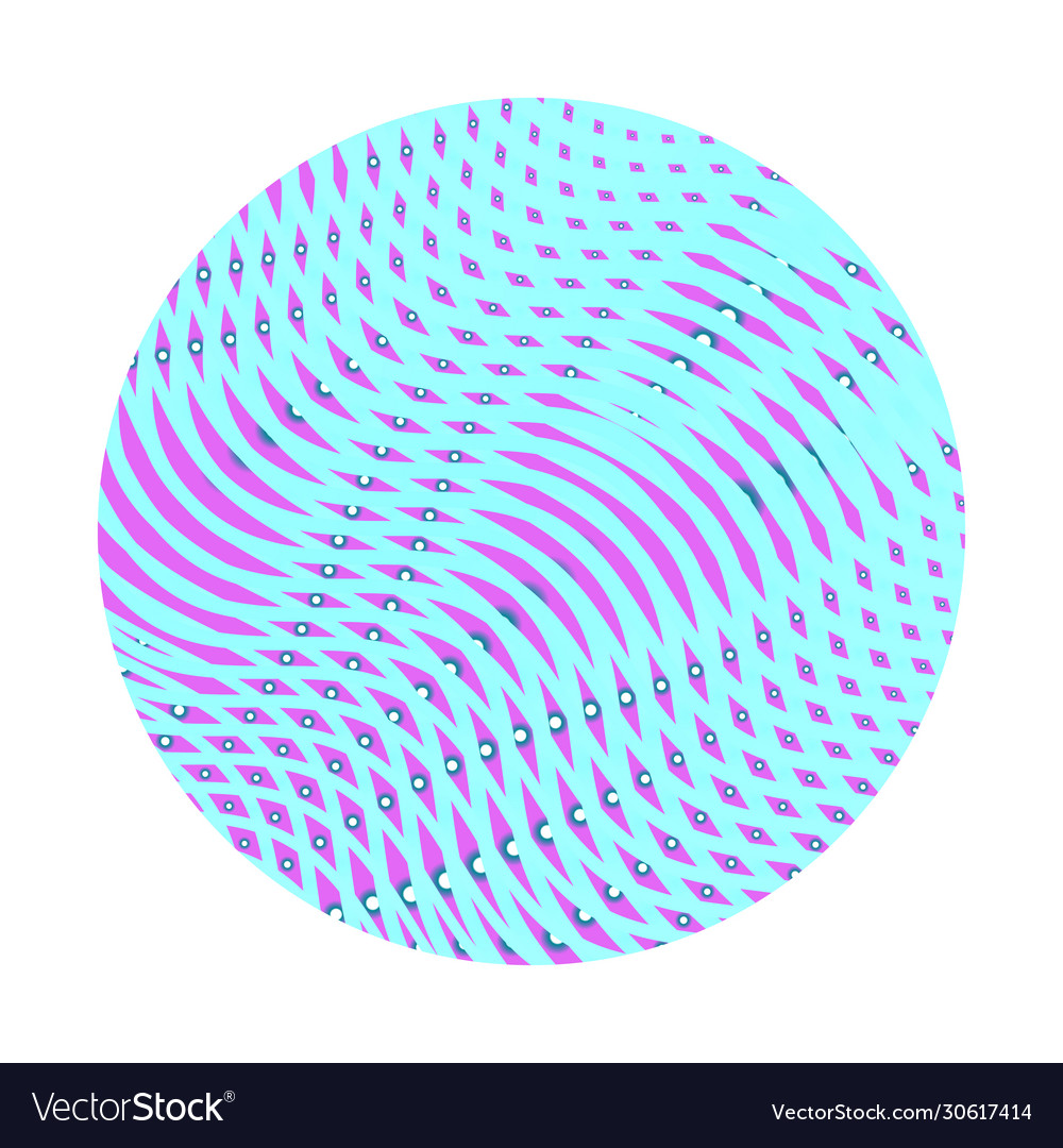 Colored circle with linear mesh textured wavy vector image Colored circle with linear mesh textured wavy
