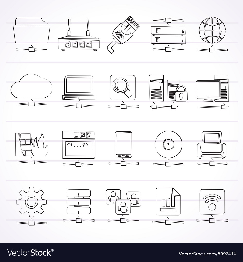 Computer network and internet icons
