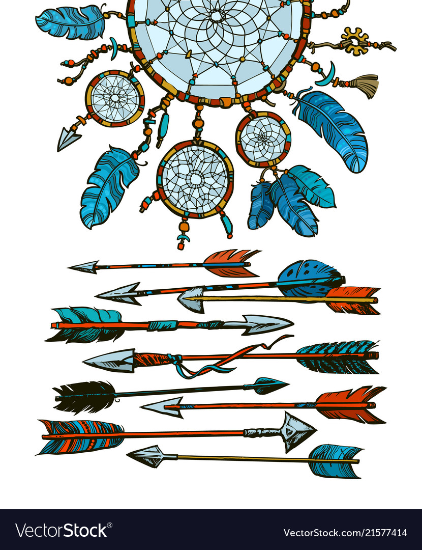 Dream catcher with arrows in boho style vector image Dream catcher with arrows in boho style