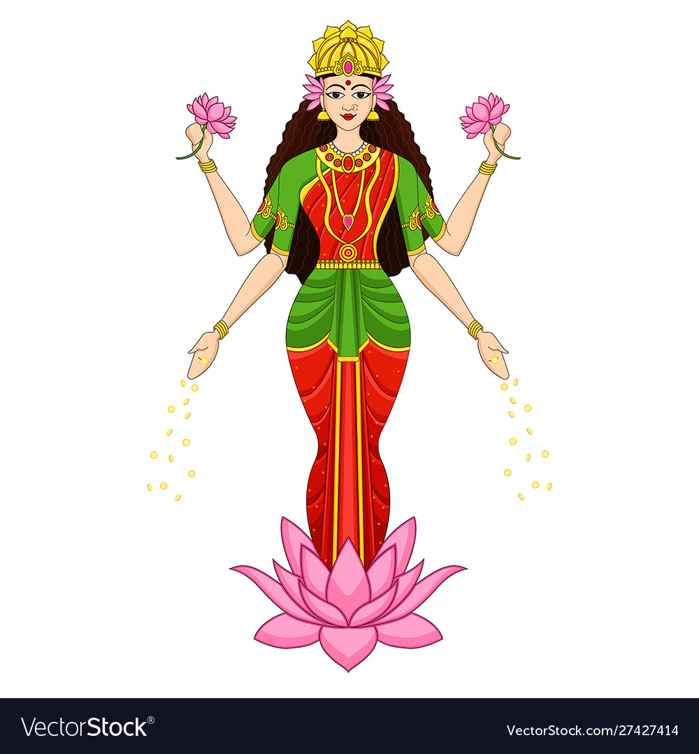 Goddess laxmi pooja happy diwali celebration 2019 Vector Image