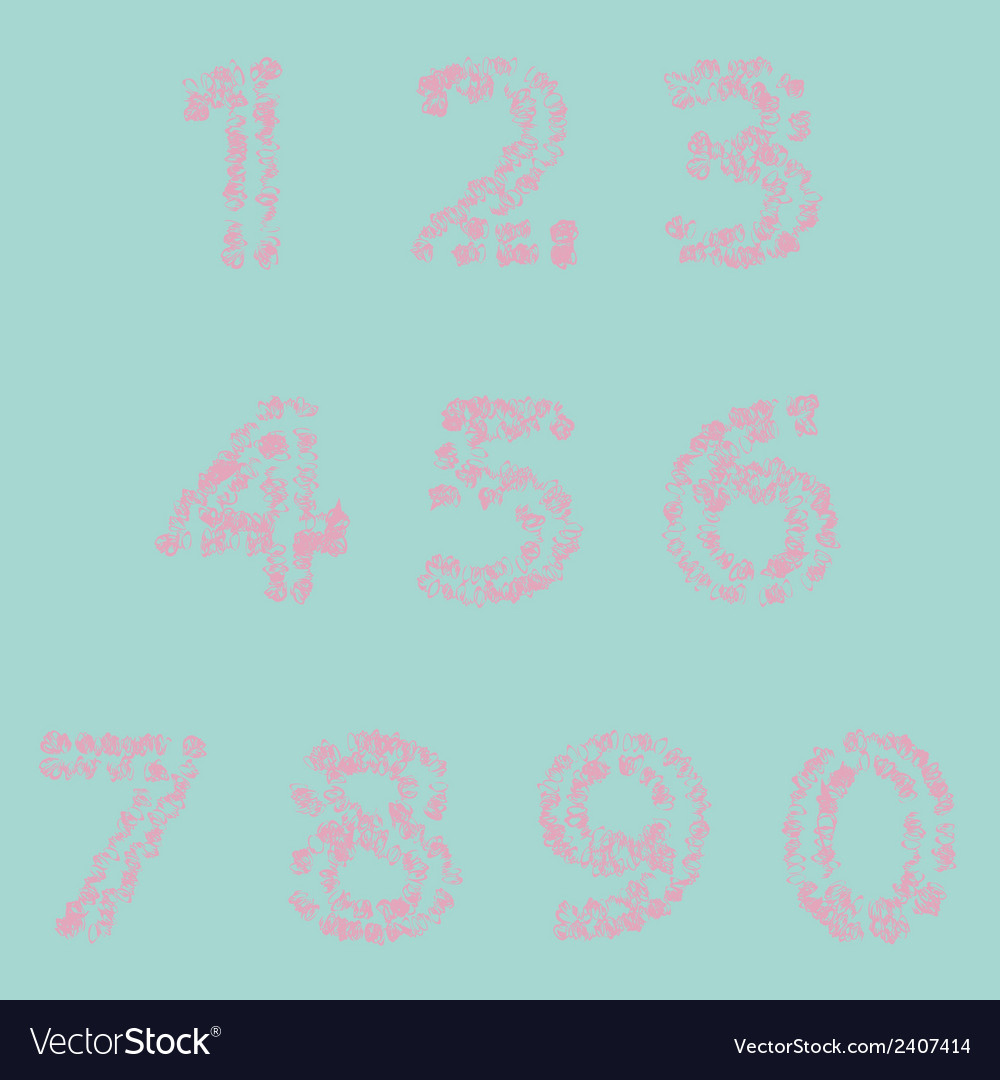 Hand drawn numbers Royalty Free Vector Image - VectorStock