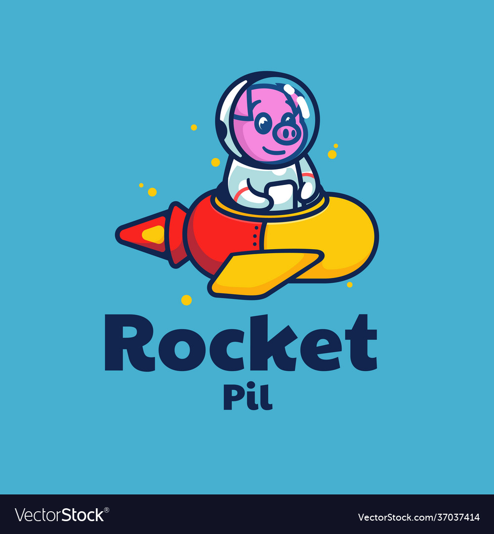 Logo rocket mascot cartoon style