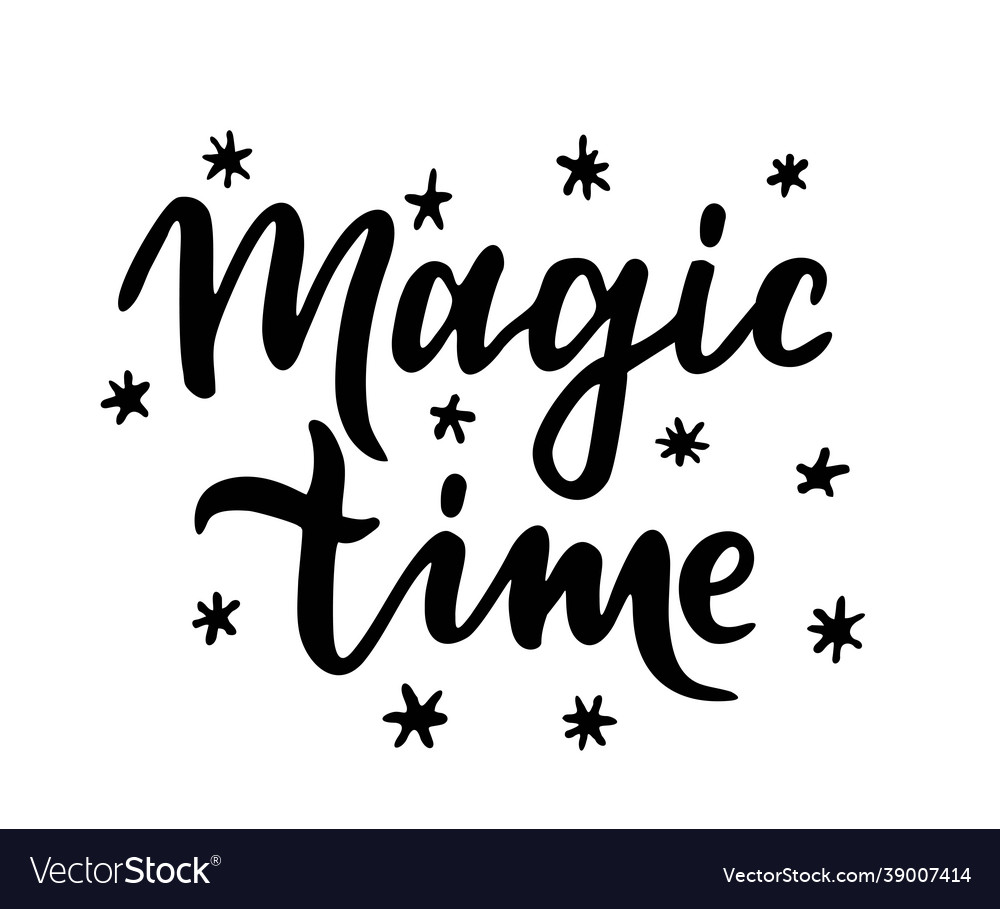 Magic time lettering festive typographic