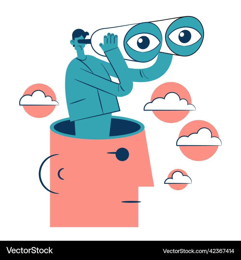 Man with Binoculars - Vision & Exploration Vector Image
