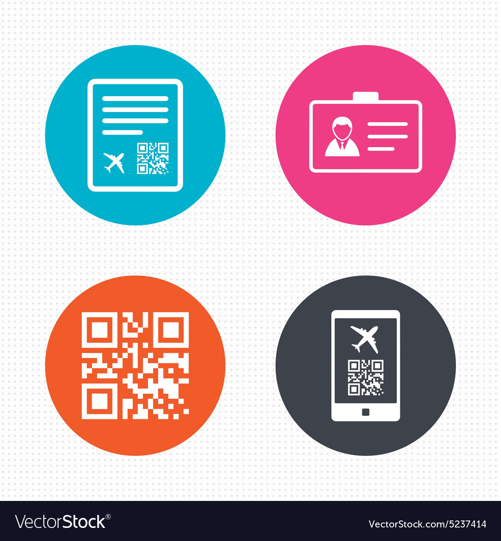 Qr scan code icon boarding pass flight sign