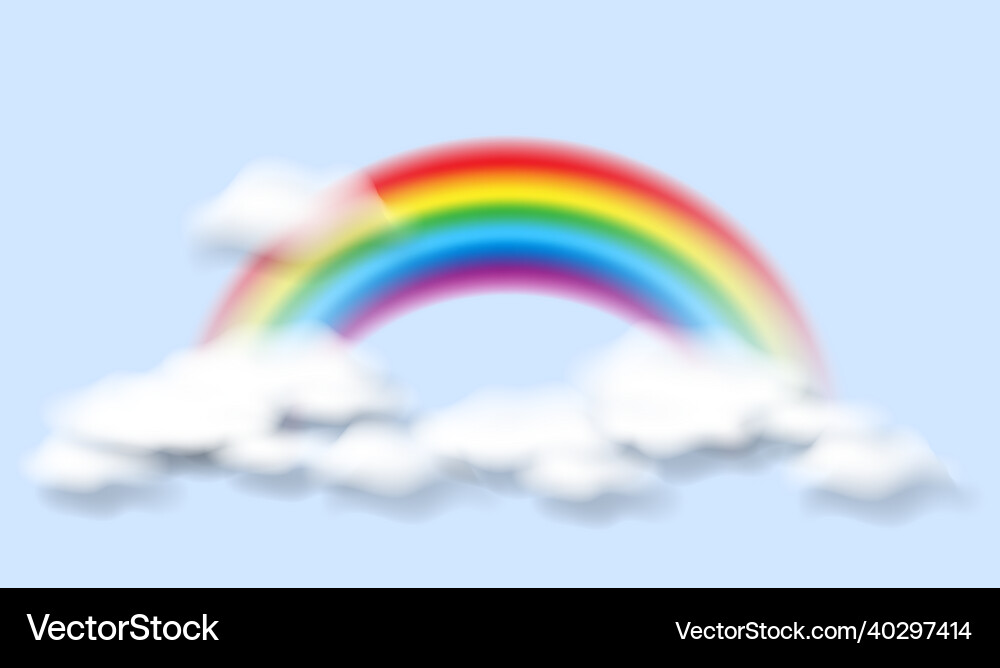 Rainbow and realistic clouds Royalty Free Vector Image