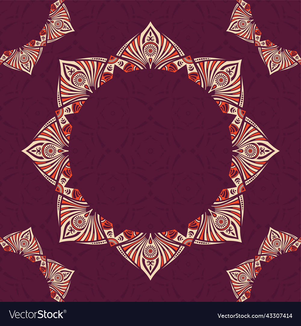 Seamless color pattern with mandala round vector image Seamless color pattern with mandala round