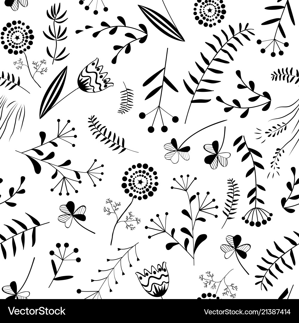 Seamless pattern with wild herb Royalty Free Vector Image