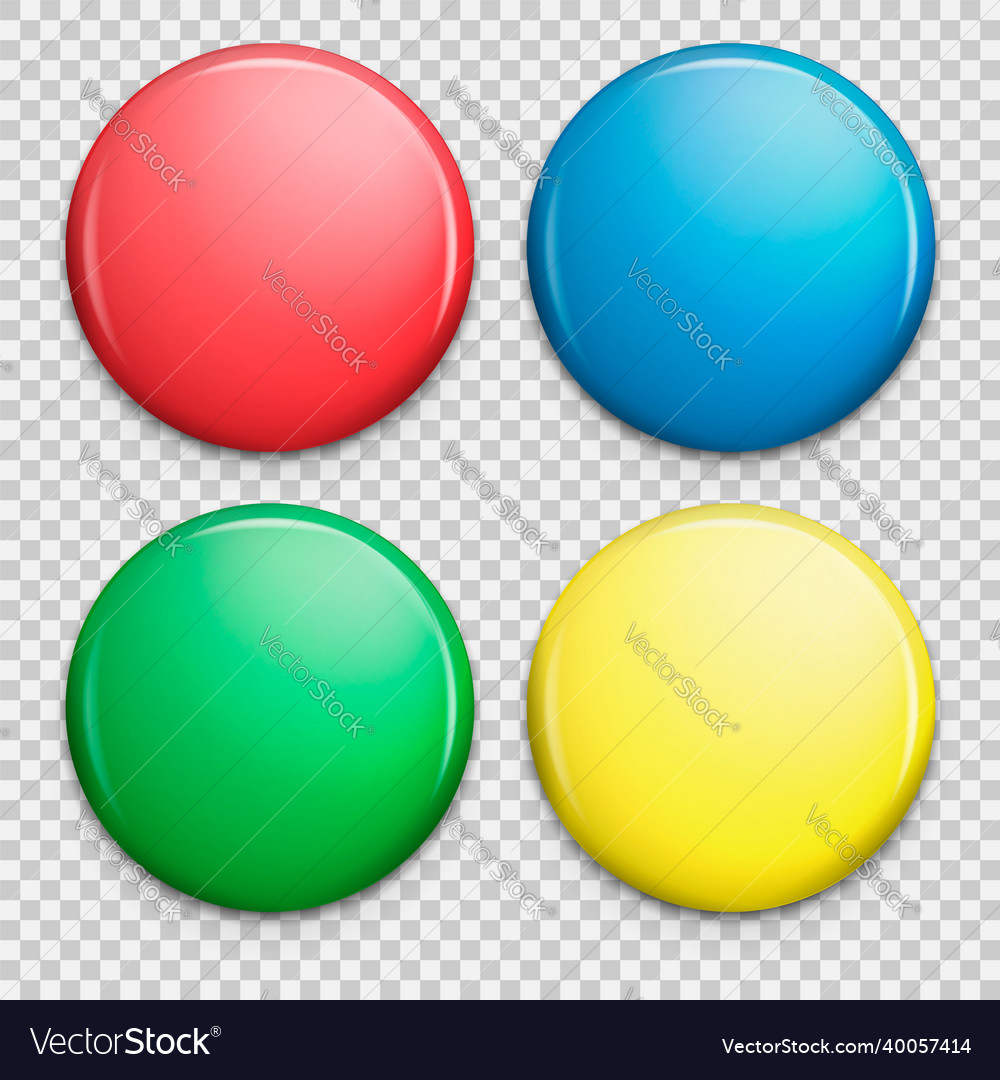 Set of colorful glossy badge or button realistic vector image Set of colorful glossy badge or button realistic