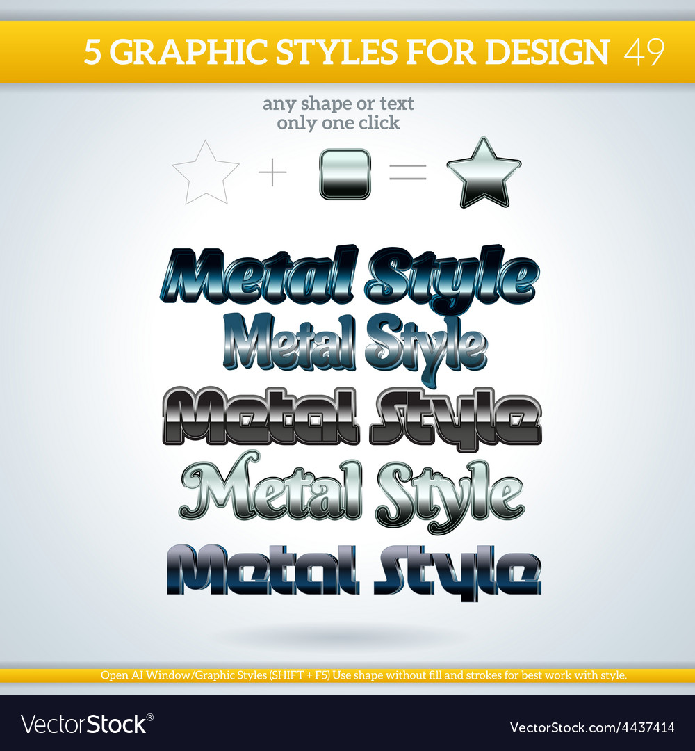 Set of various metallic graphic styles for design