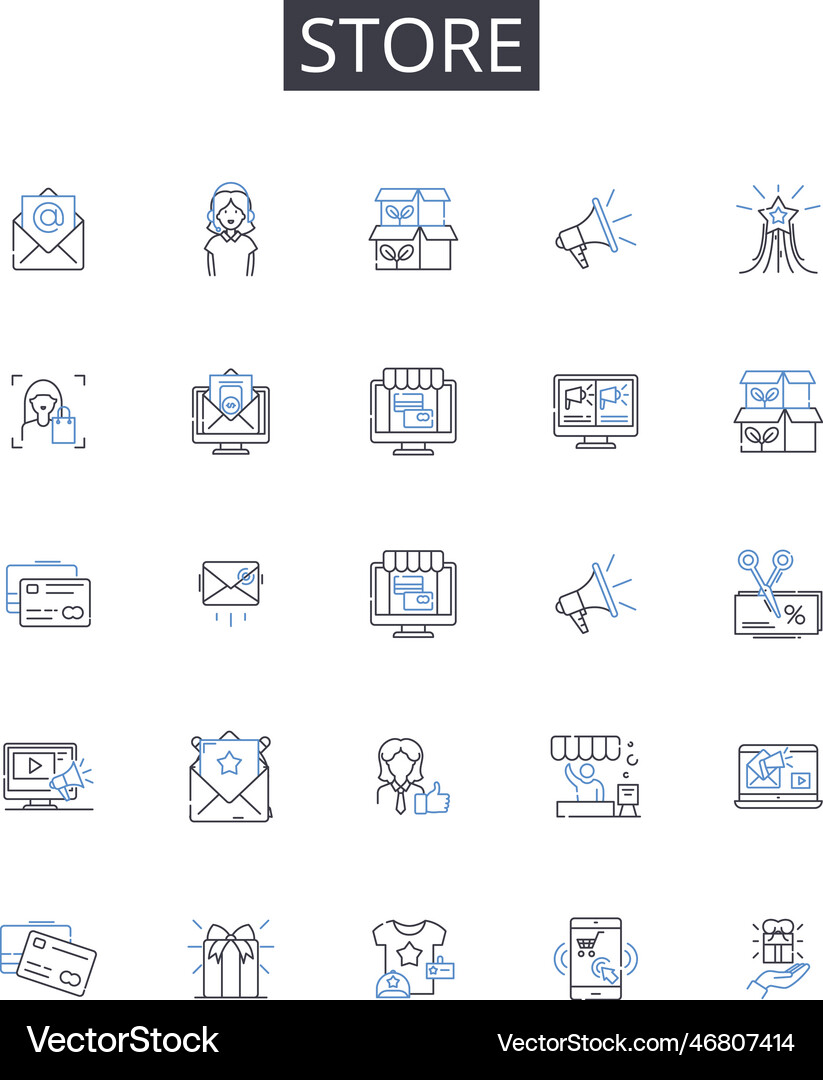 Store line icons collection e-learning online Vector Image