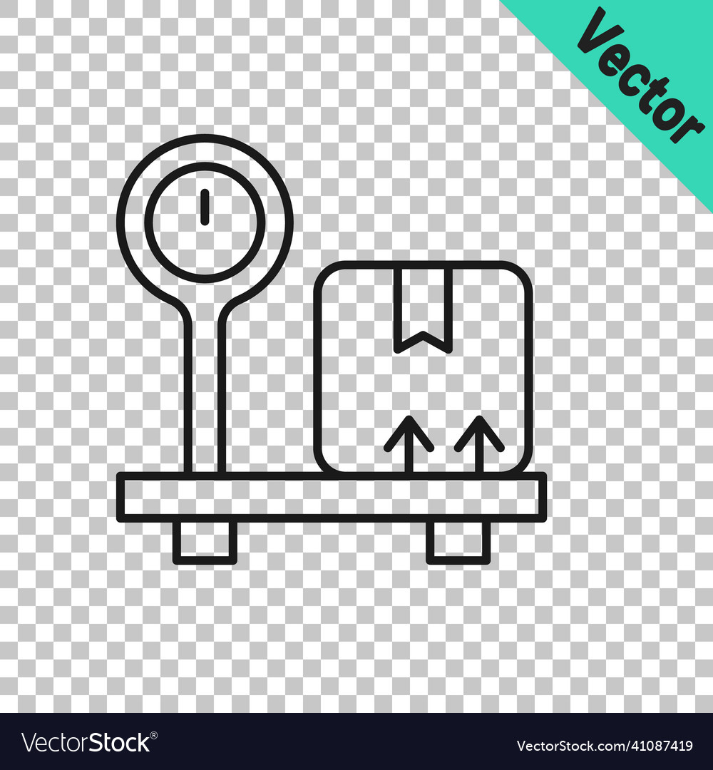 Black line scale with cardboard box icon isolated Vector Image Black line scale with cardboard box icon isolated