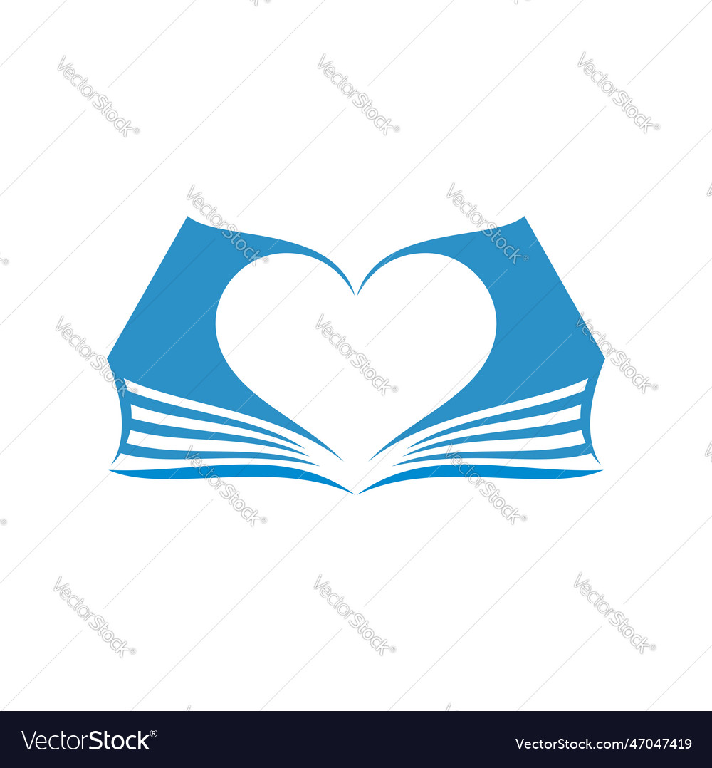 Book icon heart on open pages library bookstore Vector Image