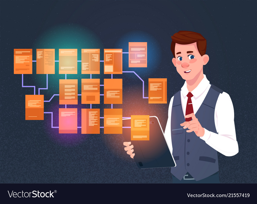 Businessman with laptop over site map suitable