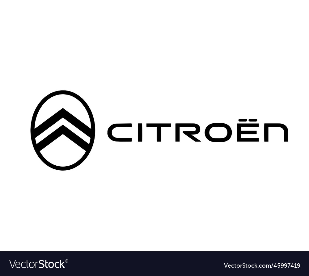 Citroen brand new logo car symbol with name black Vector Image