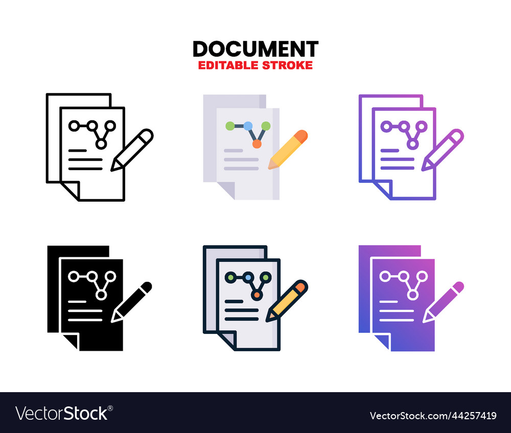 Document icon set with different styles vector image Document icon set with different styles