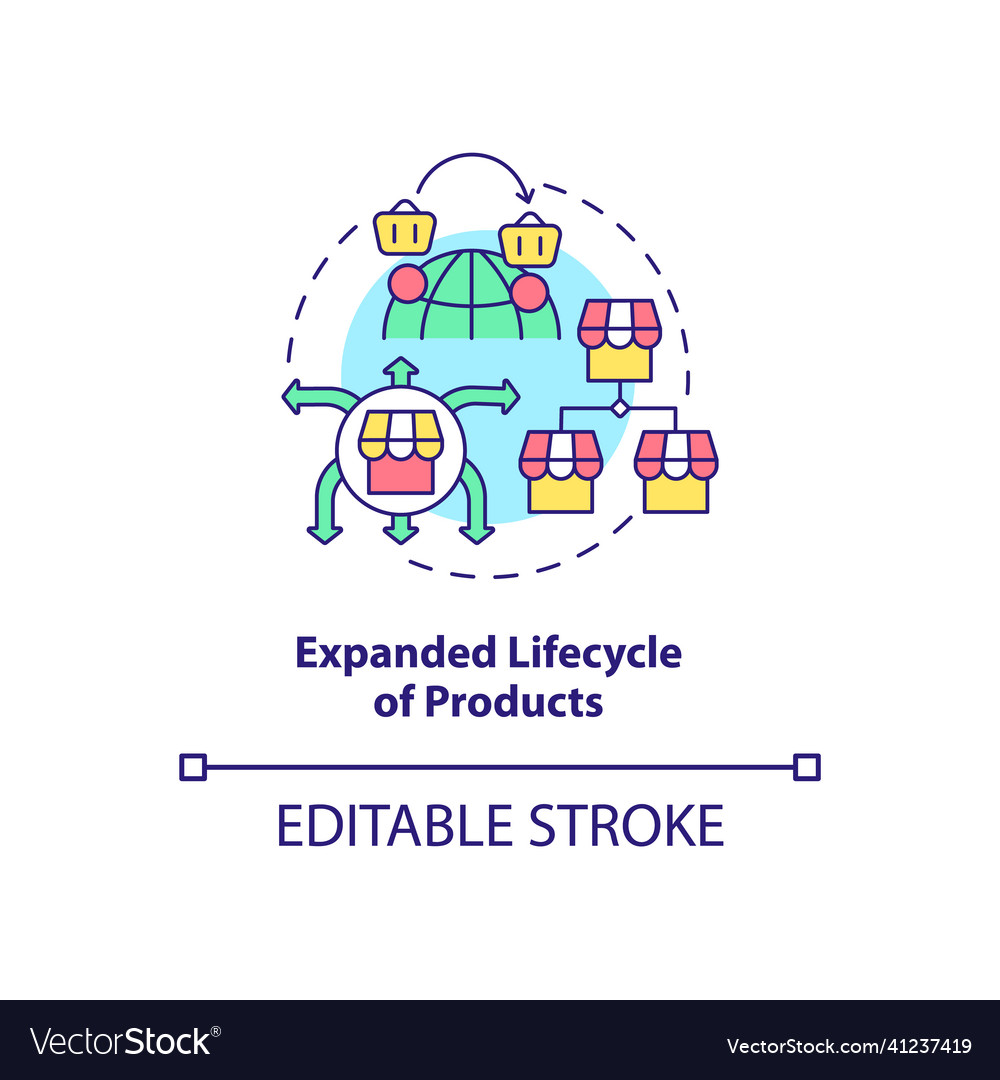 Expanded lifecycle of products concept icon