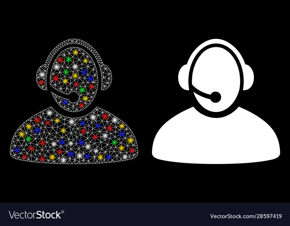 Flare mesh network call center operator icon vector image Flare mesh network call center operator icon
