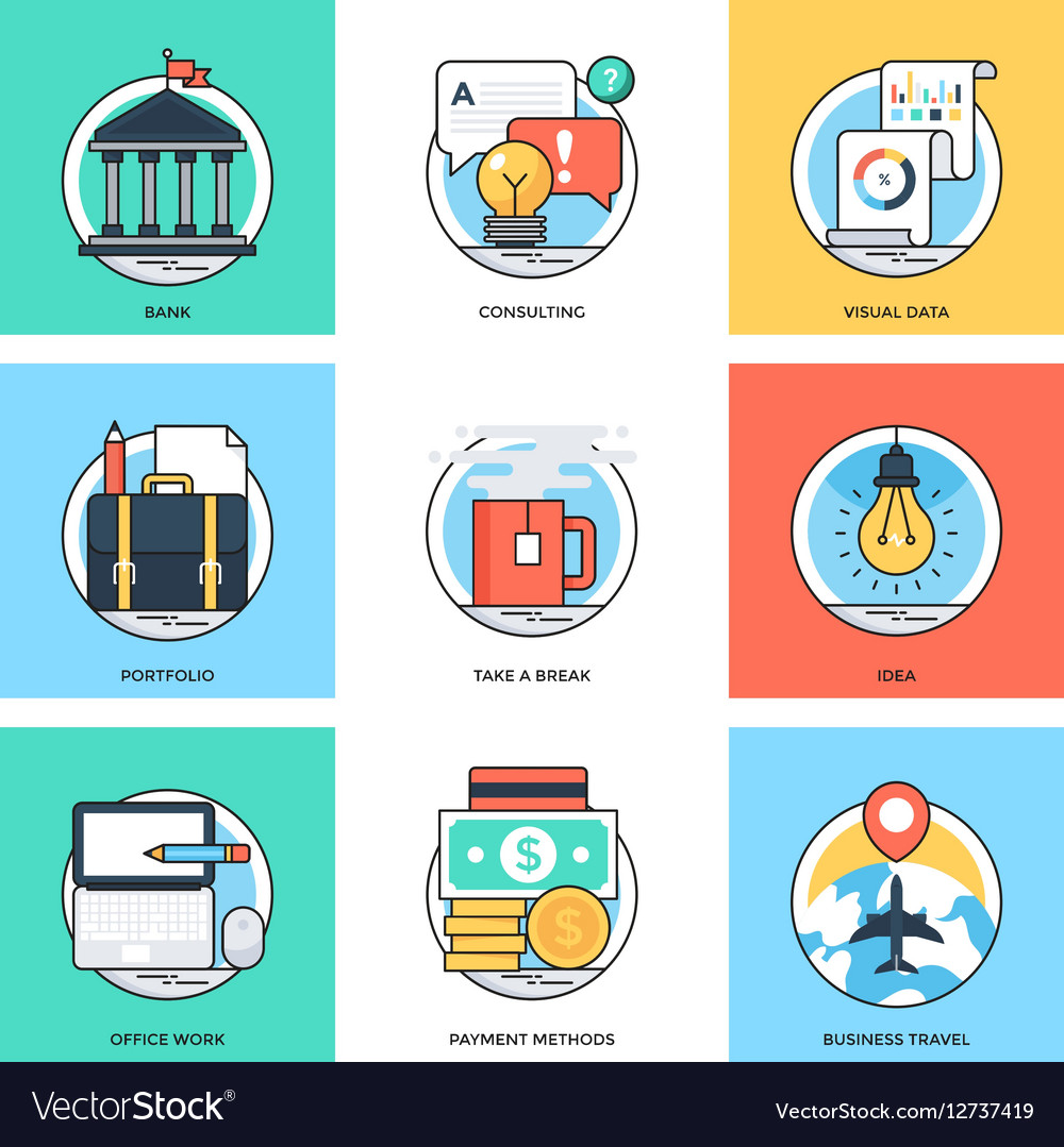 Flat color line design concepts icons 37