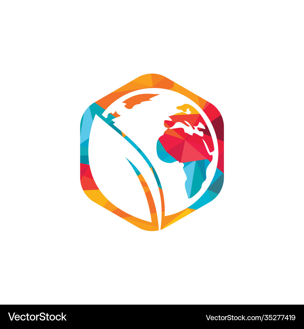 Globe leaf logo design Royalty Free Vector Image