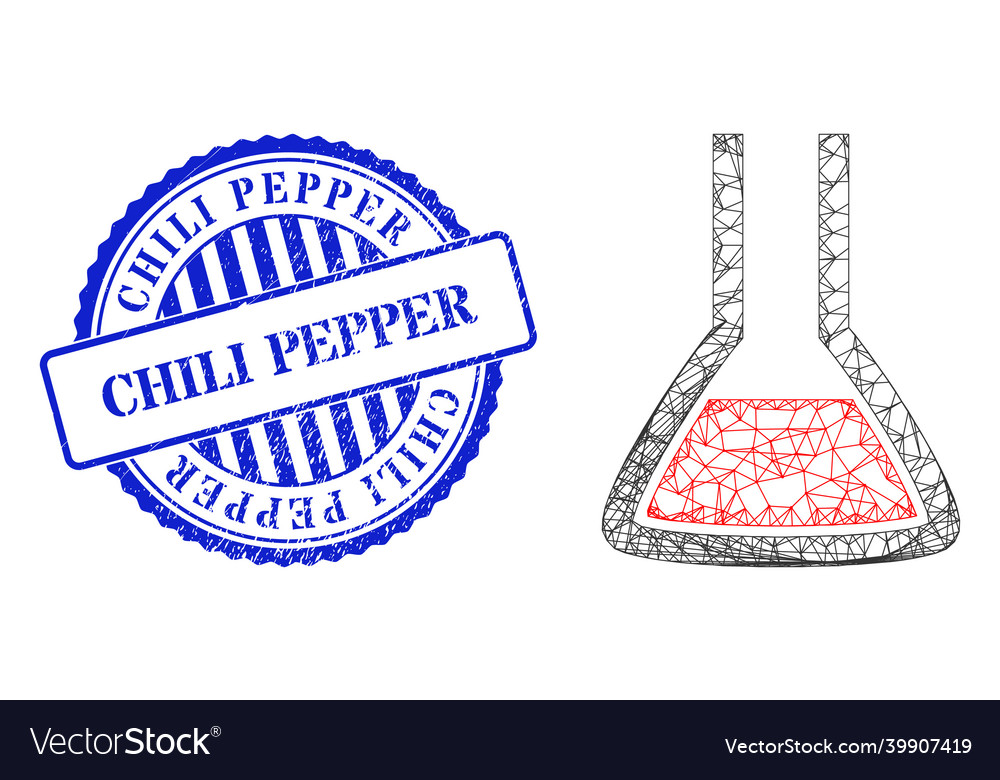 Grunge Chili Pfeffer Stempel und Netzwerk chemische